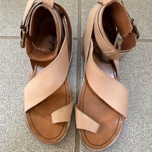 Free People Tan Leather Sandals with Buckle